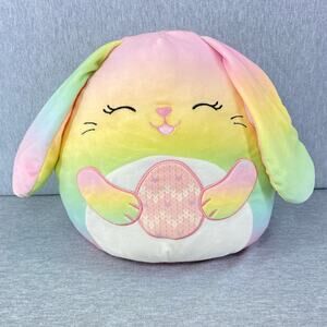 11-12" Wu the Rainbow Bunny w/ Easter Egg Squishmallow Plush Kellytoy Soft Toy